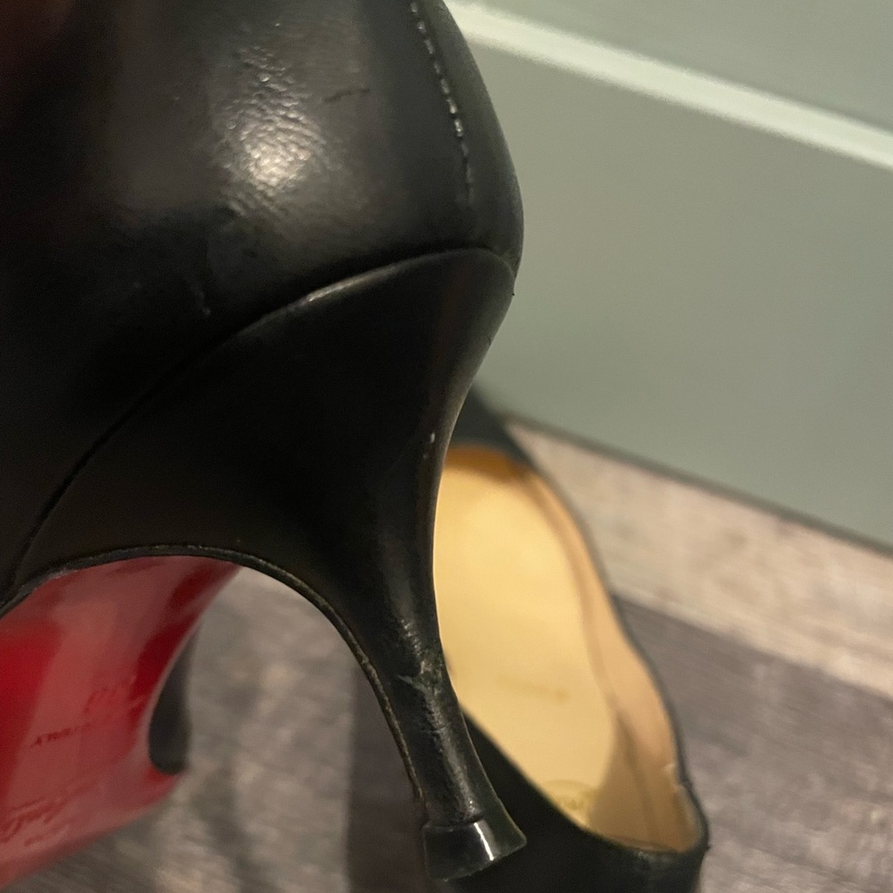 Christian Louboutin matte Black Pointed Heels red bottom women’s shoes sz 6 / 36 - Picture 5 of 8
